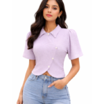 Lavender Textured Wrap Style Ladies Top