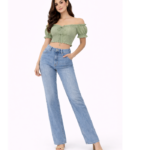 Sage Green Off-Shoulder Smocked Crop Top