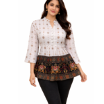 Ivory Ethnic Print Flared Ladies Top